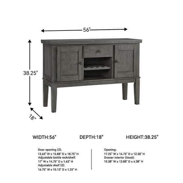 Hallanden Antique Gray Dining Room Server - 56"W x 18"D x 39"H