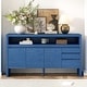 preview thumbnail 2 of 47, Modern Wood 3-Door Buffet Sideboard Cabinet Navy