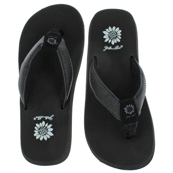 yellow box glitter flip flops