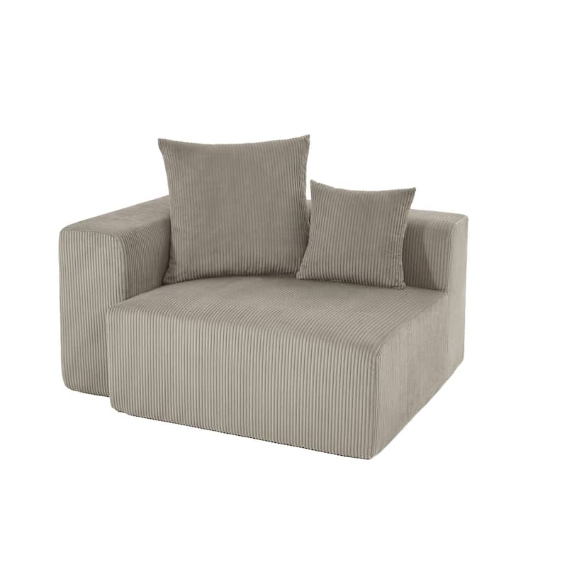 51"W Oversized Modular No Assembly Corduroy Accent Corner Chair