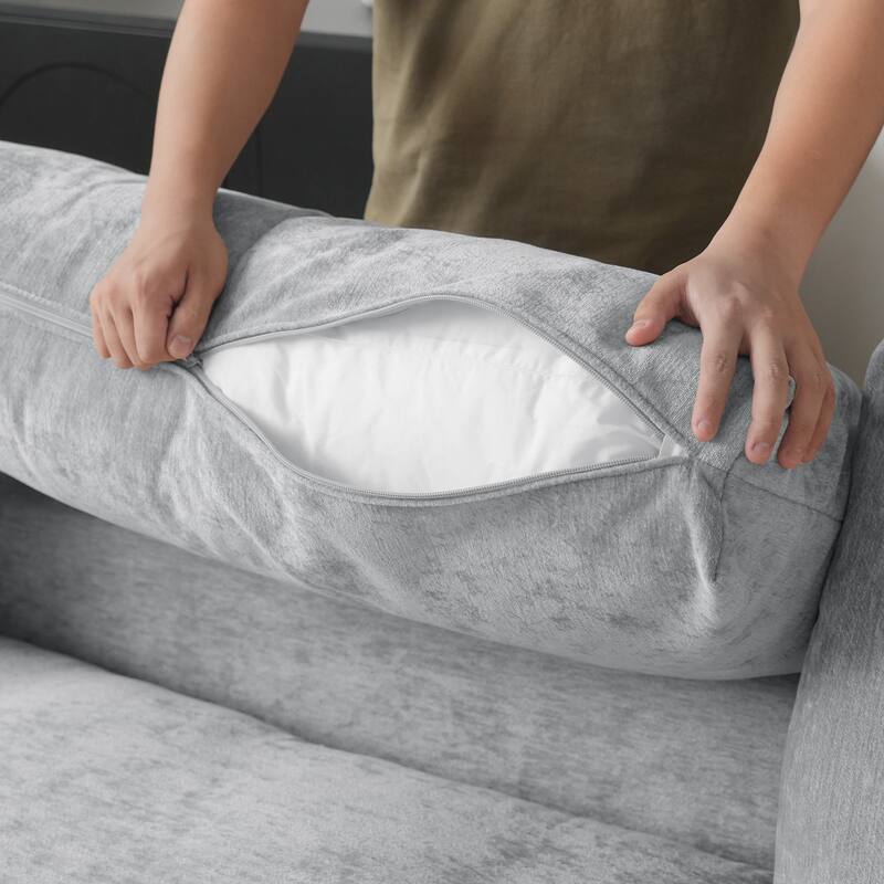 Modern L-shaped Sectional Sofa for Living Room,Chenille Modular Couch, Removable Cover, Spring Cushions, Solid Wood Frame