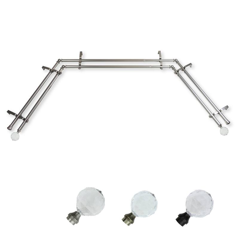 Art Nouveau Curtain Rods & Hardware - Adjustable Telescoping Rods - Black Finish - 38-72" Center Rod - M