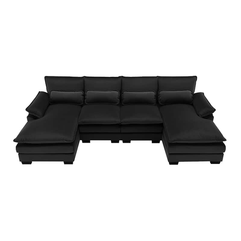 6-seat Upholstered Symmetrical Sofa Furniture U-shaped Sectional Sofa with Waist Pillows