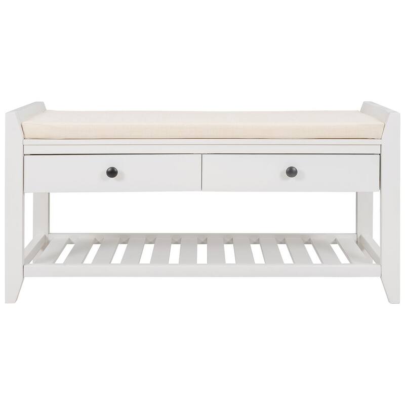 39" Modern Versatile Entry Upholstered Storage Bench with Shoe Rack and Drawers