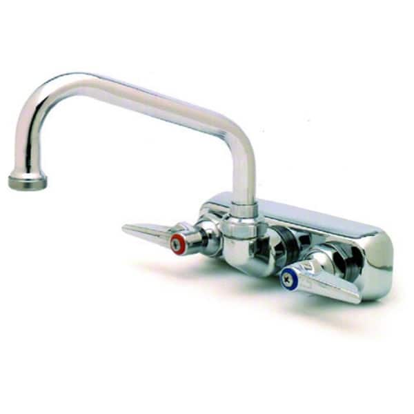 slide 2 of 2, T and S Brass Wall Mounted Workboard Faucet with 4" Centers, 6" Swing