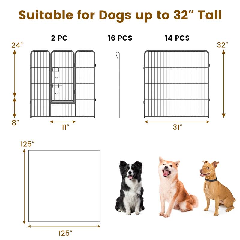 16 Panel Dog Playpen with Lockable Door for Safe Pet Space