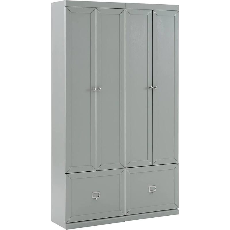 Entryway Storage Set - 2 Pantry Cabinets - Modern Design - Adjustable Shelves - Gray Finish - 44" Wide