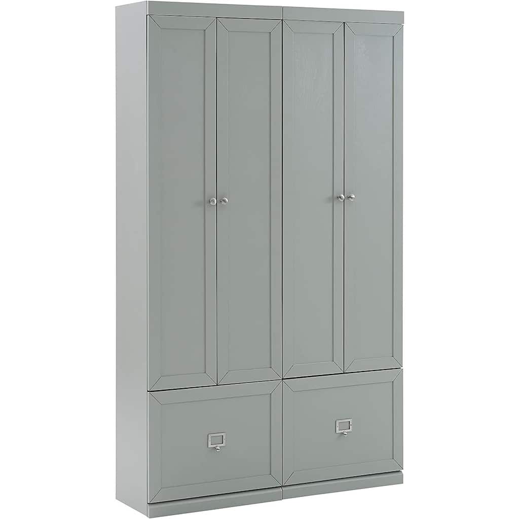 Entryway Storage Set - 2 Pantry Cabinets - Modern Design - Adjustable Shelves - Gray Finish - 44" Wide