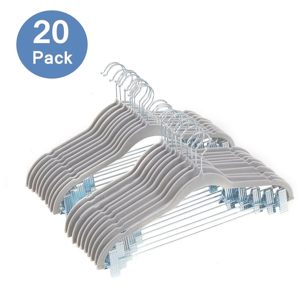 Javlergo 20-Pack Velvet Clothes Hangers 16.5in Heavy-Duty Hangers with Adjustable Clips Non-Slip Space-Saving