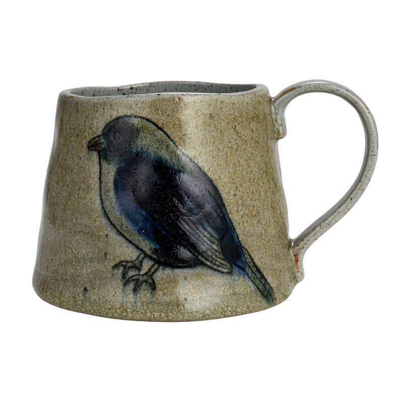 Stoneware Mug Set with Insect and Bird Designs - 5.8"L x 4.0"W x 3.6"H