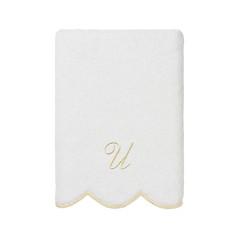 Authentic Hotel and Spa 100% Turkish Cotton Beige ADORNIA Scallop Personalized 3 Piece Towel Set - 3 Piece Set