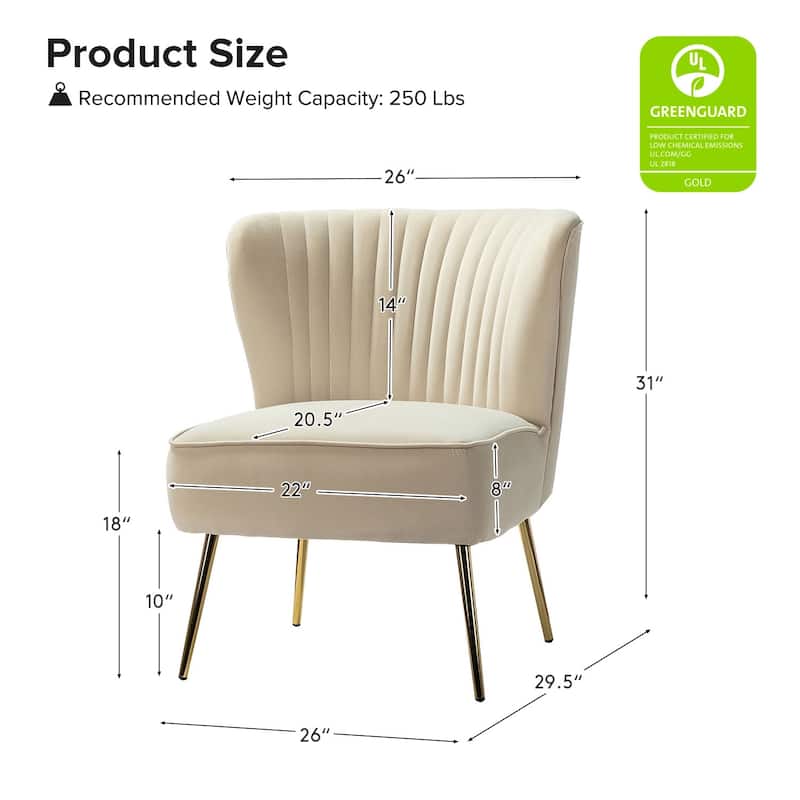 Monica 22''W Upholstered Modern Tufted Accent Side Chair with Gold Legs by HULALA HOME