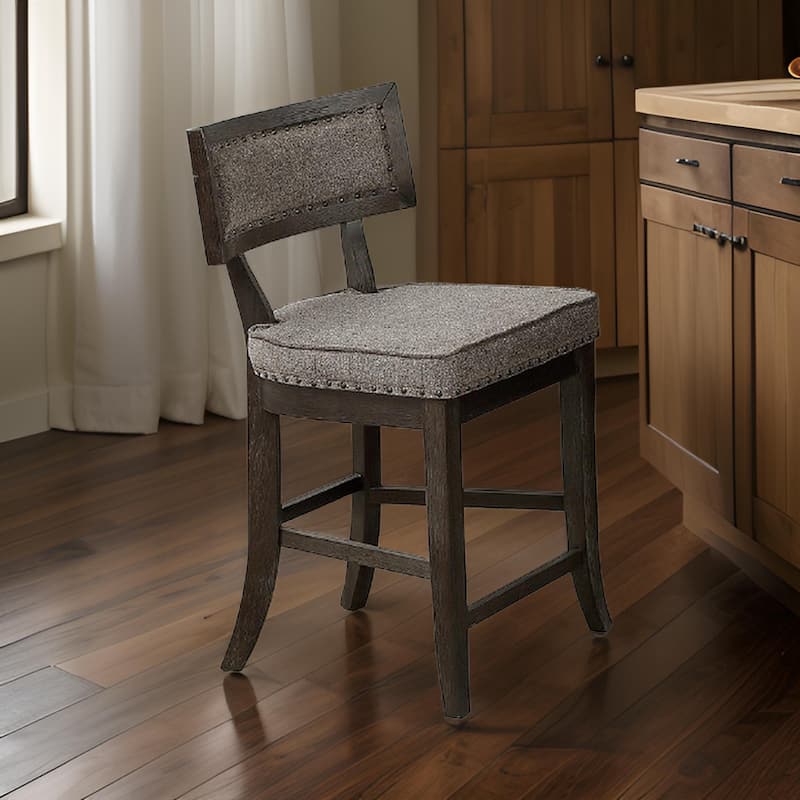 Curved Top Wooden High Chair with Flared Legs, Set of 2, Gray