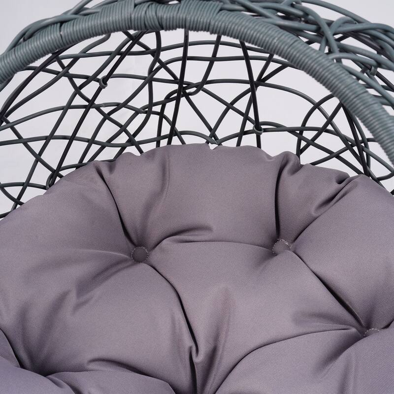 Cat Swing Bed with Stand & Cushion, Cat Egg Chair with Rattan Appearance, Indoor Hanging Swinging Cat Bed for Cats