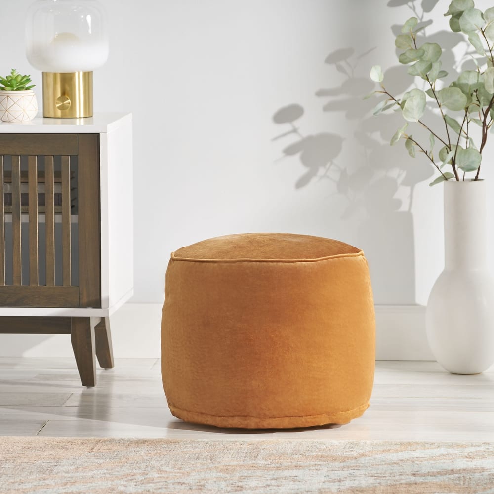 Gwinnett Modern Velveteen Cylinder Pouf by Christopher Knight Home