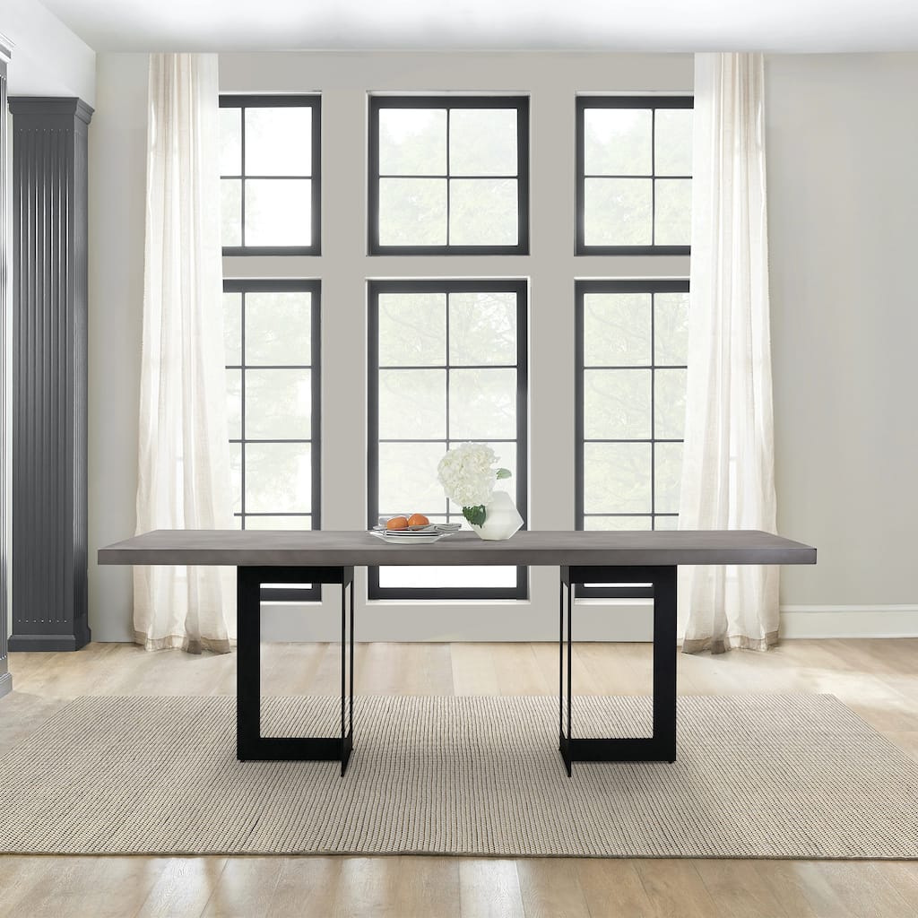 Odet 87" Concrete and Metal Double Pedestal Dining Table