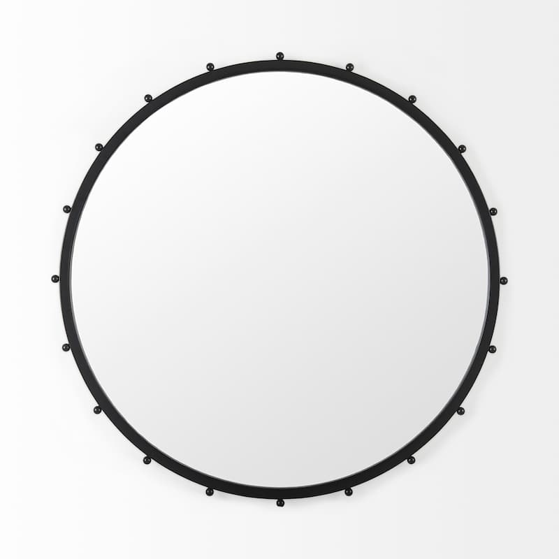 Elena Metal Beaded Frame Round Mirror