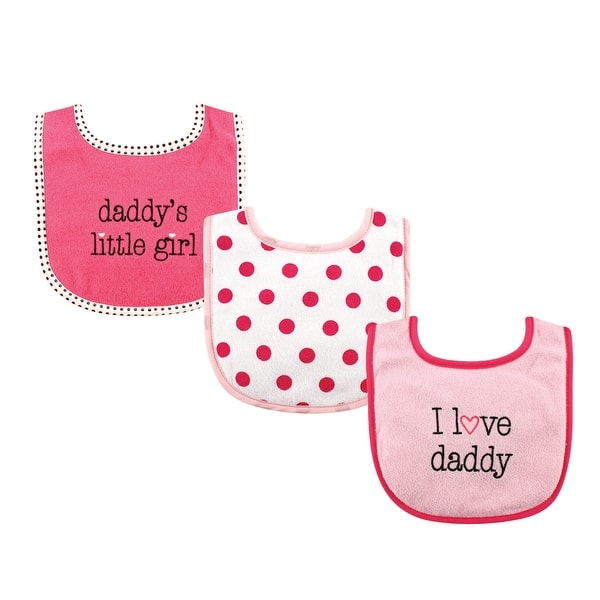 slide 1 of 1, Luvable Friends Baby Girl Cotton Drooler Bibs with Fiber Filling 3pk, Pink Daddy, One Size - Girl Daddy 3-Pack - One Size One Size - Girl Daddy 3-Pack