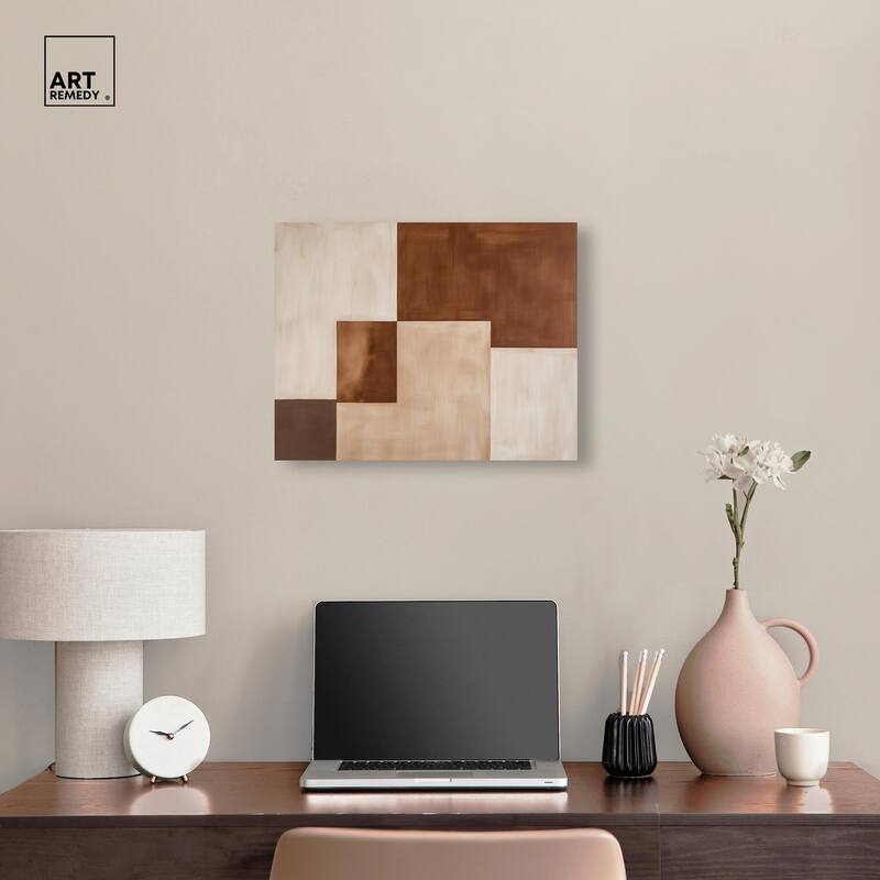 Cream and Brown Panels III Canvas by Art Remedy, Gallery Wrapped