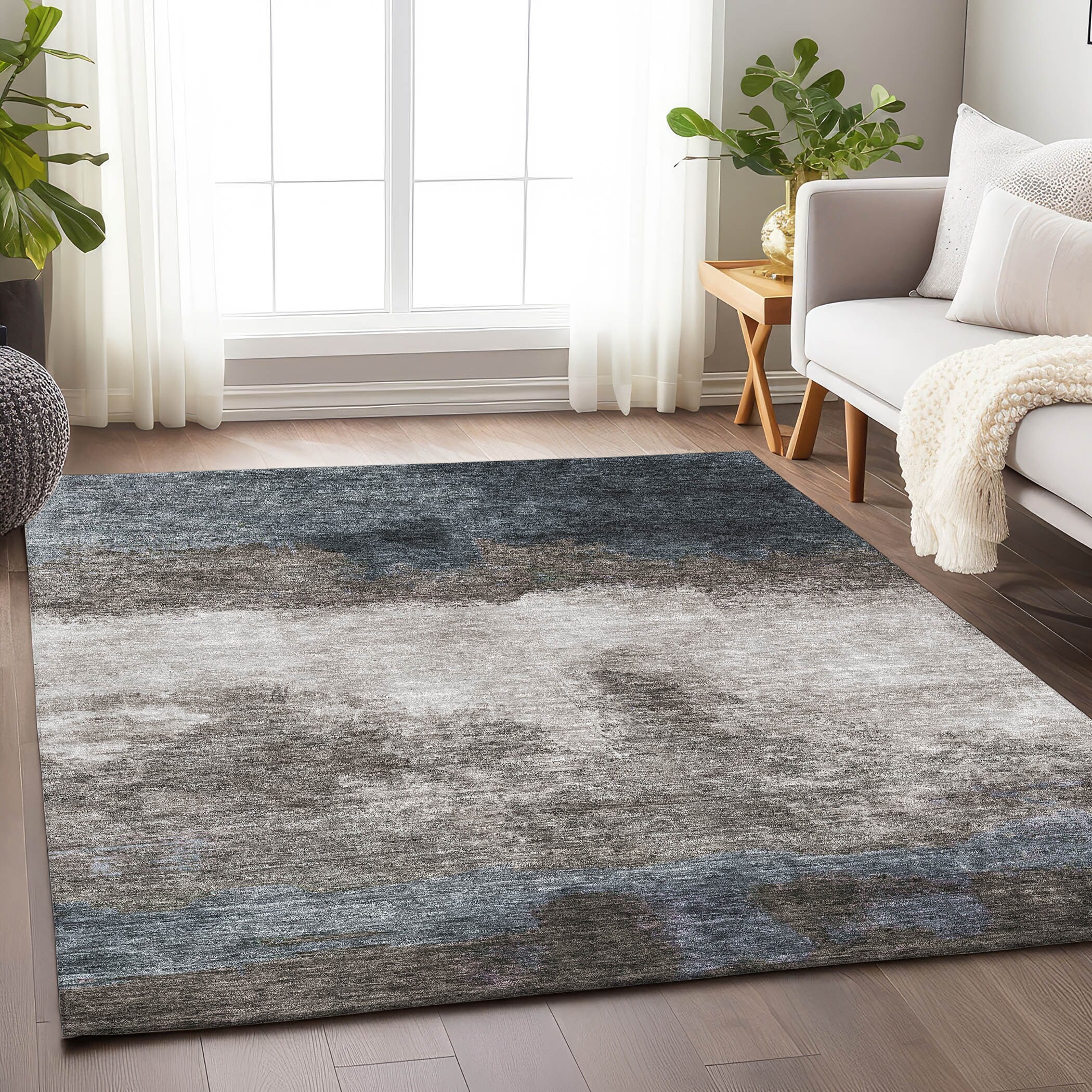 Machine Washable Indoor/ Outdoor Contemporary Chantille Rug