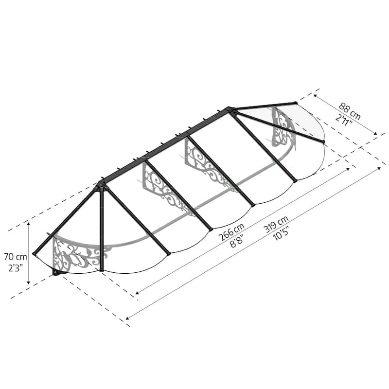Lily 3 ft. Black/Clear Door and Window Awning