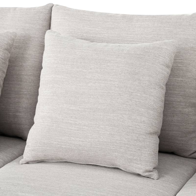 3 Seat Fabric Sofa, Couch Upholstered Leisure Couches with Deep Seats, Modern Square Arms Sofa with Wooden Legs