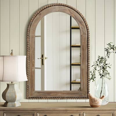 Wood Framed Arch Window Wall Mirror, Bathroom Wall Mirror - 39.25" H x 25.87" W x 1.5" D