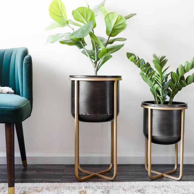 Rizzy Mid-century Pot Planters (Set of 2) - 23.5"H x 13"W x 13"D / 17.5"H x 11"W x 11"D