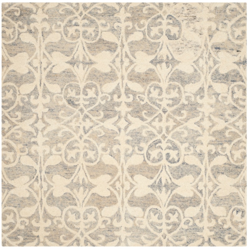 SAFAVIEH Handmade Chatham Dajana Modern Wool Rug - 5' Square - Light Grey/Ivory