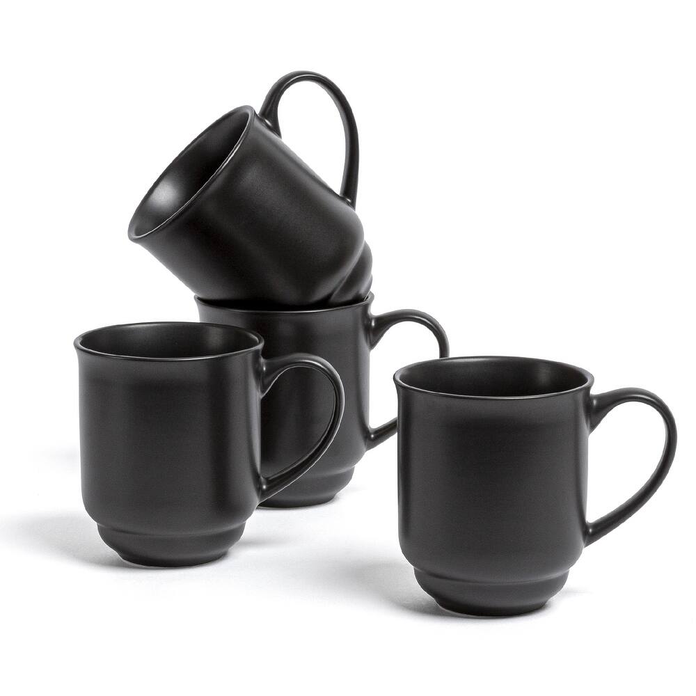 over&back Rimmed 16oz Semi-Matte Stoneware Mugs, Set of 4