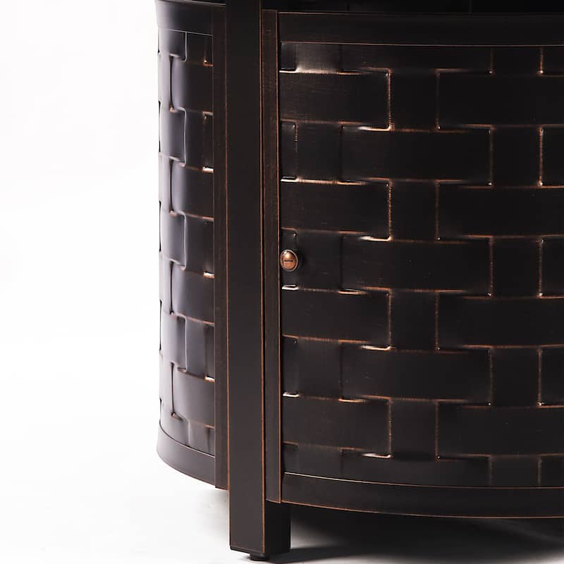 Round 44 in. x 44 in. Aluminum Propane Fire Pit Table with Glass Beads, Two Covers, Lid, 57,000 BTUs
