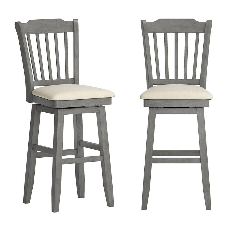 Ronda Slat Back Wood Swivel Chair - Antique Grey - Bar Height
