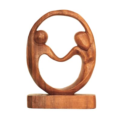 12" Wooden Handmade Abstract Sculpture Statue Handcrafted "True Romance" Gift Decorative Home Decor Figurine Accent Decoratio