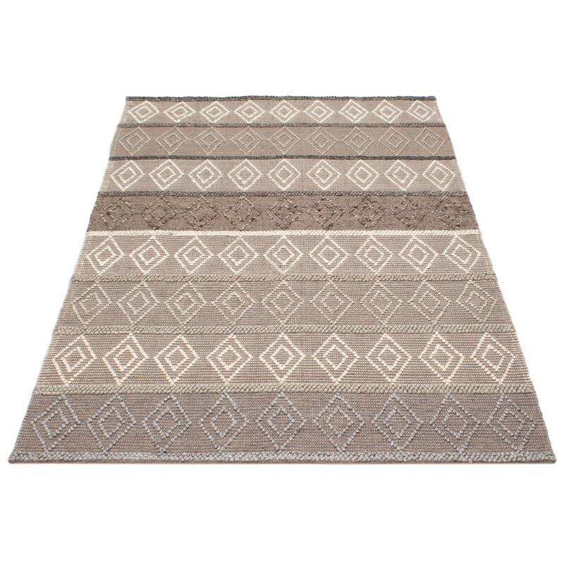 ECARPETGALLERY Braid weave Sienna Brown Wool Rug - 6'1 x 9'0