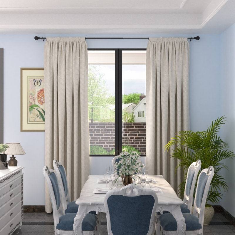 Adjustable Black Single Curtain Rod with Final Set for Window