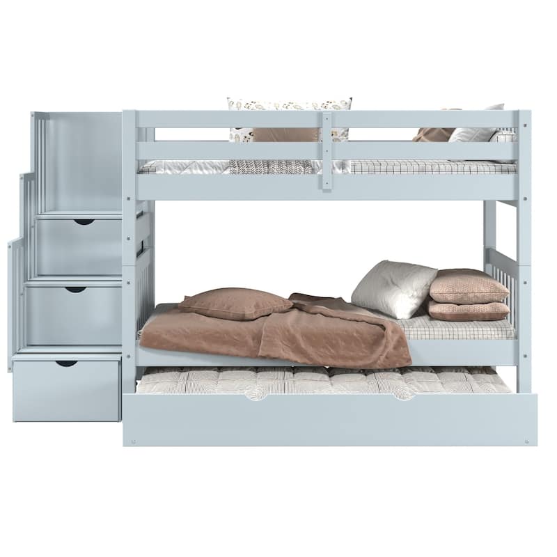 Taylor & Olive Trillium Twin over Twin Stairway Bunk Bed, Twin Trundle