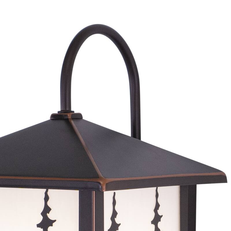 Yosemite 1 Light Bronze Rustic Tree Outdoor Wall Lantern White Glass - 8-in W x 12.5-in H x 9-in D