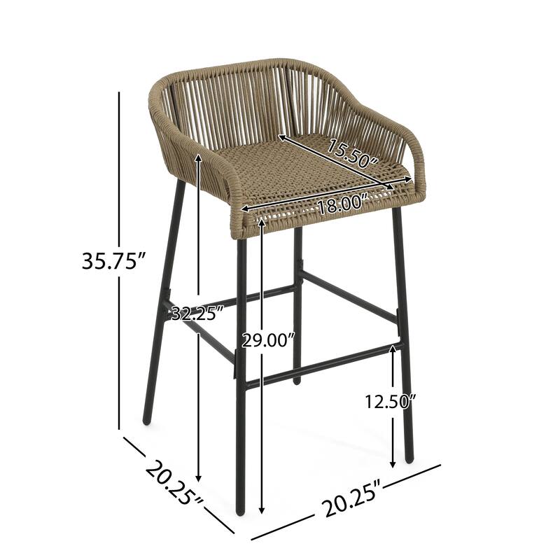 La Push Outdoor Patio Brown Rope Bar Stool