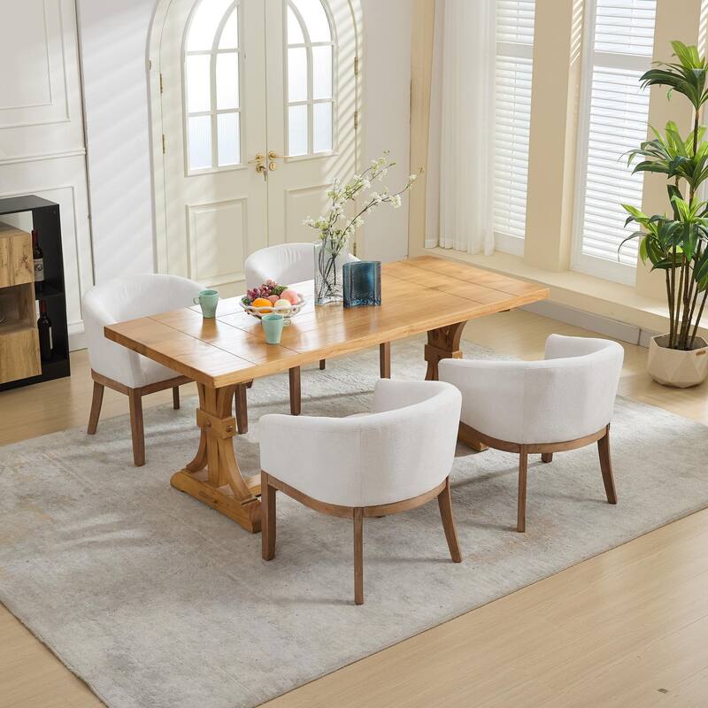 GDF Studio - Winslow Mid-Century Modern Barrel Dining Chair with Arms and Linen Upholstery