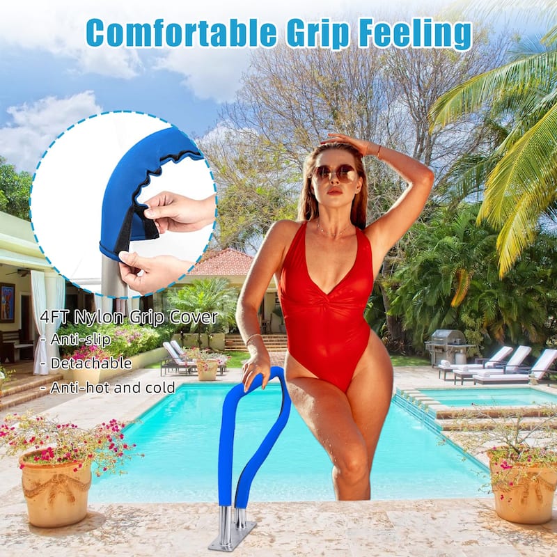 Pool Rail 30x22" 250LBS Load Capacity Silver Rustproof Pool Handrail
