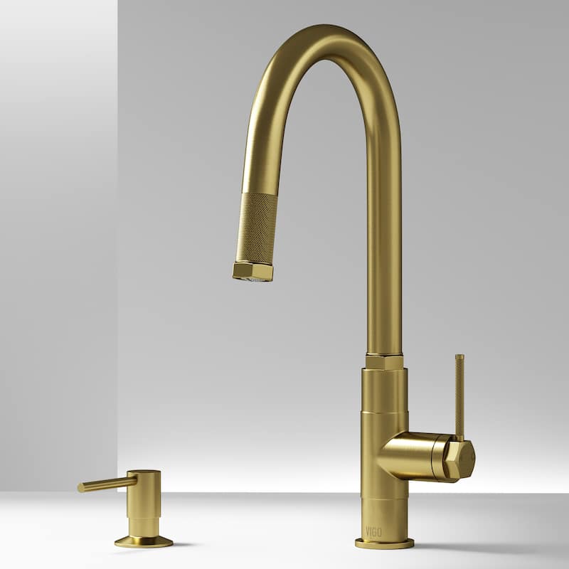 VIGO Hart Arched 18" H Single Handle Pull-Down Kitchen Faucet