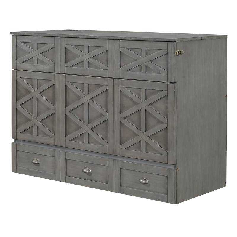 Full Size Modern Style Murphy Bed with Large Versatile Storage Drawers for Bedroom