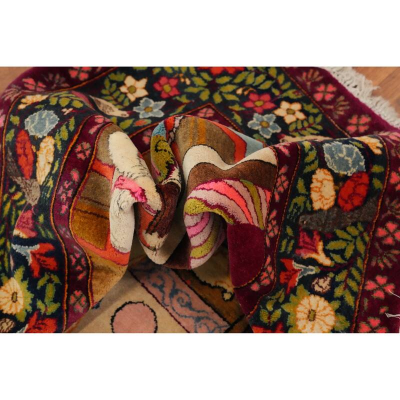 Hand Knotted Oriental 100% Wool Carpet Traditional Pictorial Multi-Colored Kashan Area Rug - 7' 0'' X 4' 4''