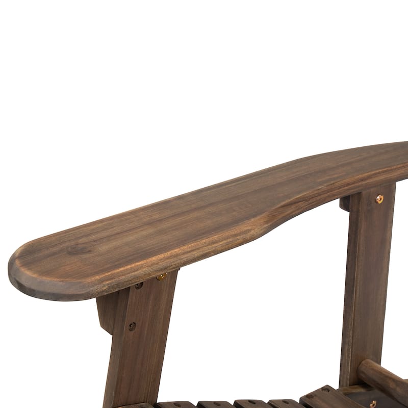 Rustic Outdoor Acacia Wood Foldable Adirondack Chairs with Expandable Footrest