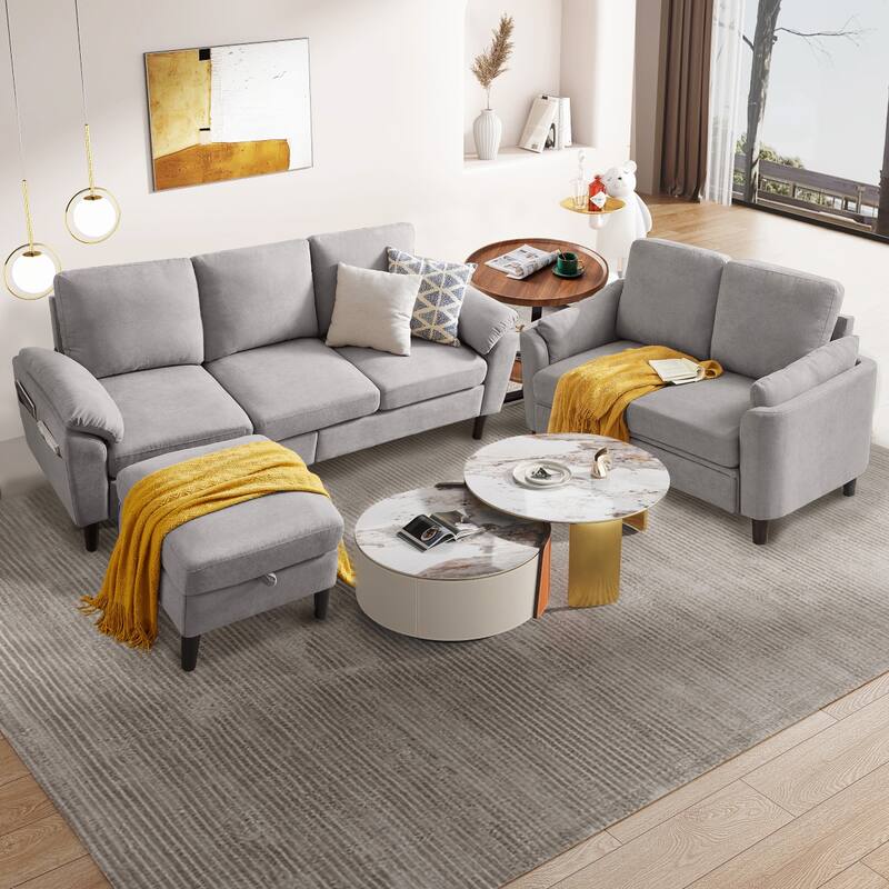 3-Pieces living room set - Light Grey