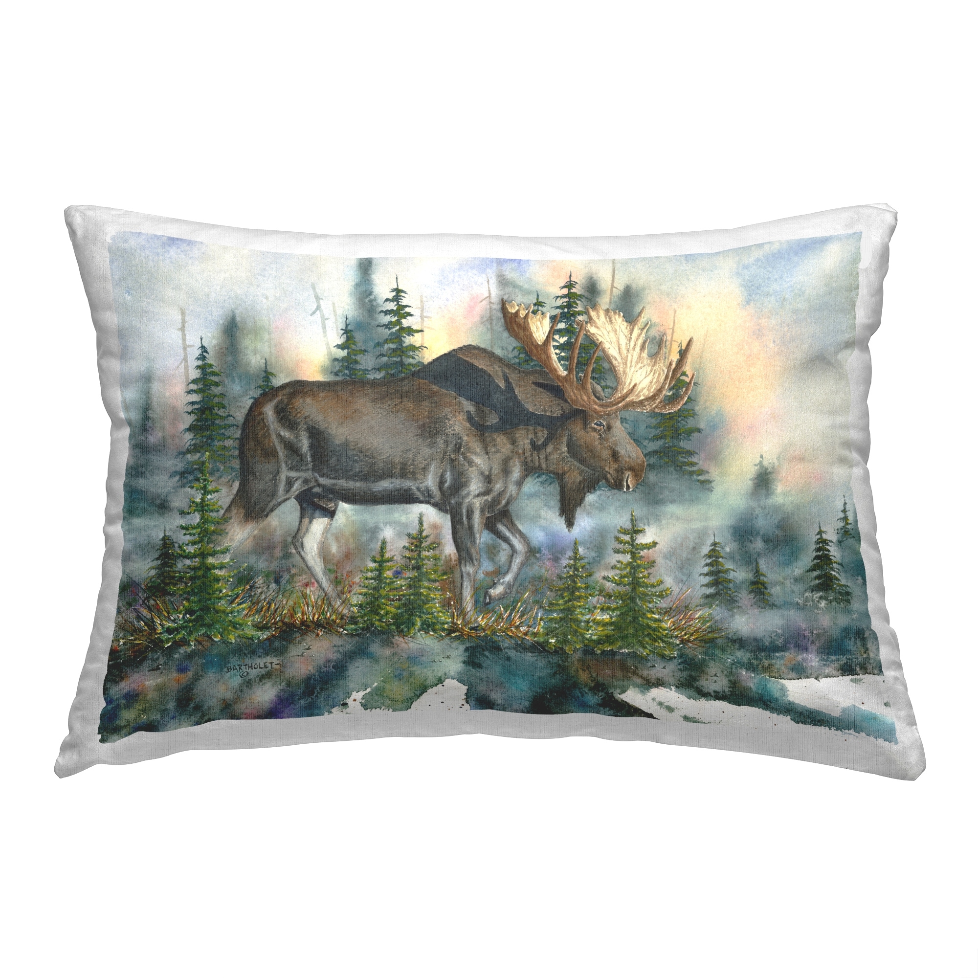 Stupell Modern Woodland Moose Decorative Printed Throw Pillow Design by Dave Bartholet
