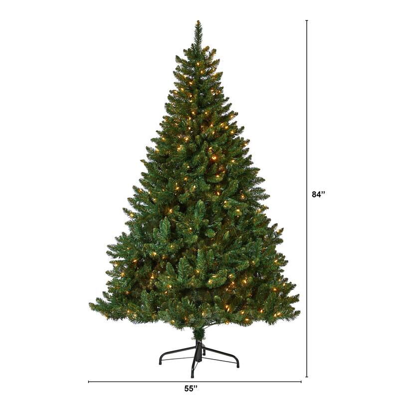 7' Northern Rocky Spruce Christmas Tree with 400 Clear Lights - Green
