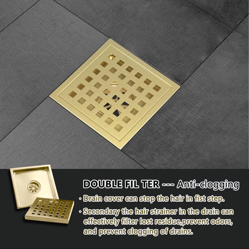 6" Square Shower Floor Drain