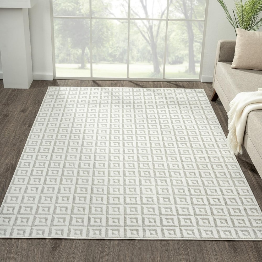 Luxe Weavers Geometric Metallic High and Low Fibers Area Rug