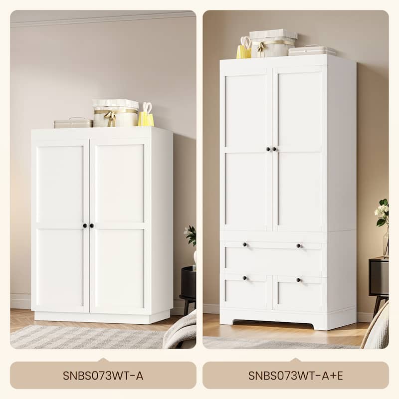 Pocassy 71" H Wardrobe Closet with Drawers with Doors and Storage